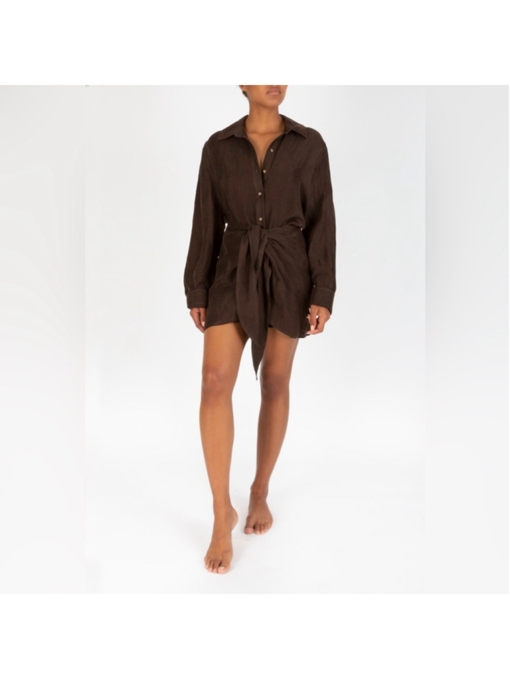 Anemos L.A. Button-Down Wrap Mini Dress Espresso Sz Small NWT
